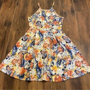 Floral high neck dress